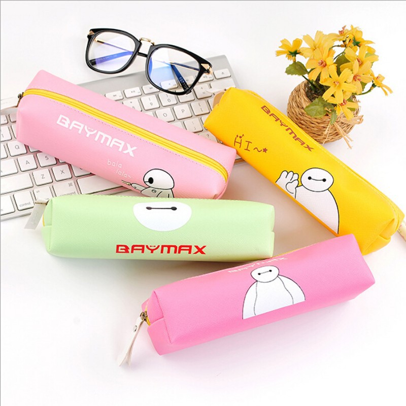 8 pcs/lot Kawaii Baymax pencil bags Cute candy color PU pencil case Stationery office school supplies