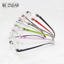 Be Clear Plastic TR Eyeglasses Rimless Optical Glasses Men Women Plain Spectacles Reading Myopia Vision Glasses Frame Shadow 082