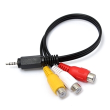 New 2.5mm Male to 3RCA Female Jack Audio Video AV Adaptor Cable Extension Lead 20cm