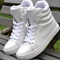 Men s White Patent Leather High Top Shoes Autumn New Lace Up Flat Hip Hop Shoes