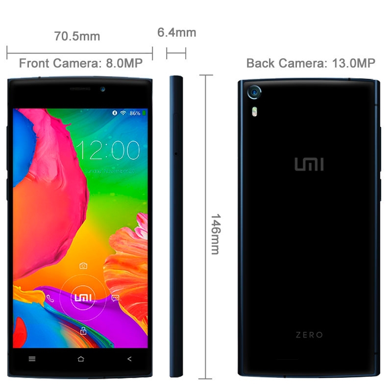 Original UMI ZERO 16GBROM 2GBRAM 5 0 Inch Android 4 4 3G SmartPhone MTK6592T Octa Core