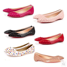 Free Shipping 2016 Luxury Brand Designer Shoes Women Sex Red Bottom Flat Heels Pointed Toe Shoes Gold Sliver Wedding Shoes F163