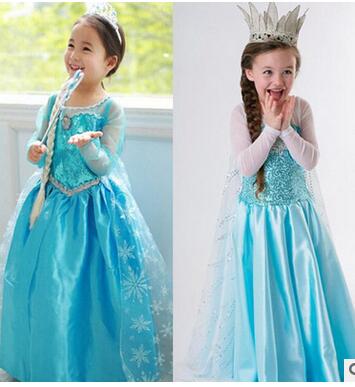 2016 Summer New Children Dresses For Girls Elsa Dress Princess Anna Elsa Cosplay Costume Baby Kids Clothing Vestido Infantis