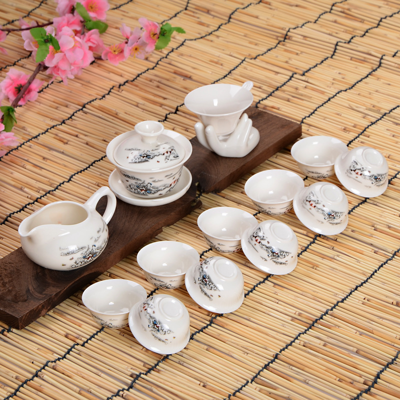 Freeshipping New Coming Ceramic bone China kungfu tea set suit tea cups ceramic 13PCS High end