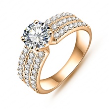 100 High end Big Promotion Trendy 18K Gold Platinum Plated With Clear AAA Zircon Gift Finger