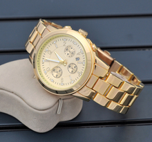 Relojes damas marca de lujo oro acero cuarzo ginebra Casual cristal del Rhinestone pulsera Relogio Feminino