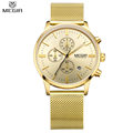 MEGIR Mens Chronograph Quartz Stainless Steel Mesh Luxury Band Watches Water Resistant Multi function Solid Color