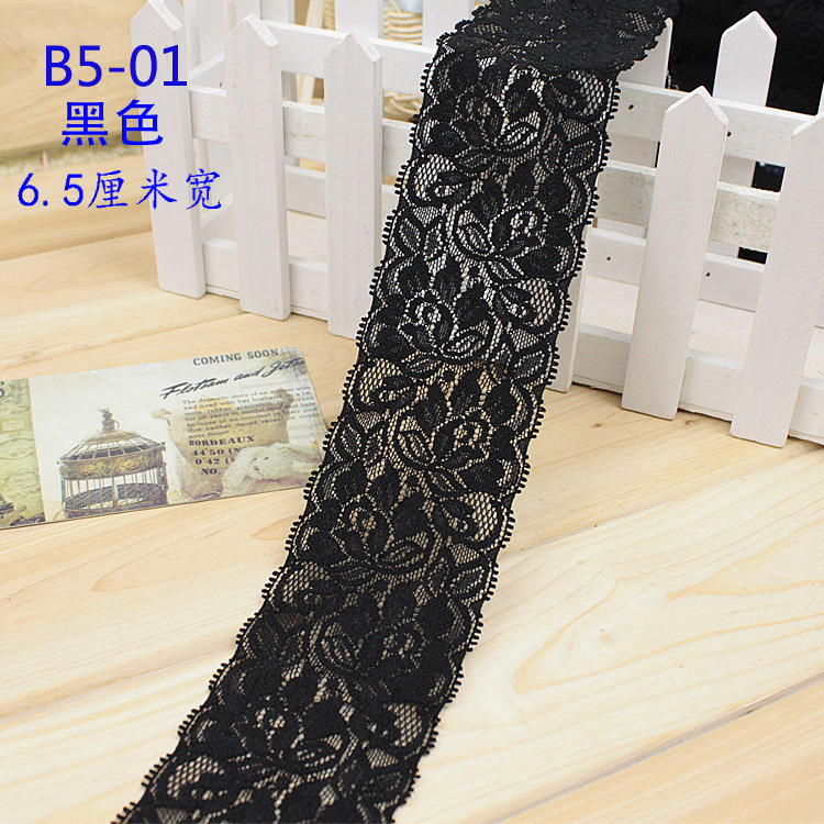 Description Picture 3 of item6.5cm Soft Elastic Lace Ribbon Tape DIY Handmade Apparel Sewing & Fabric Material Crafts Supplies White Black Blue Lace Trimming