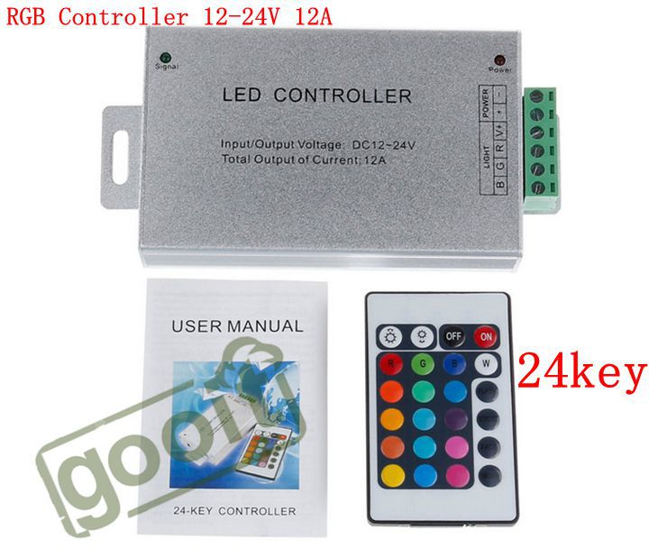 IR Remote RGB Controller 12-24V 12A 24key Remote Controller for SMD 3528 5050 RGB LED SMD Strip Lights