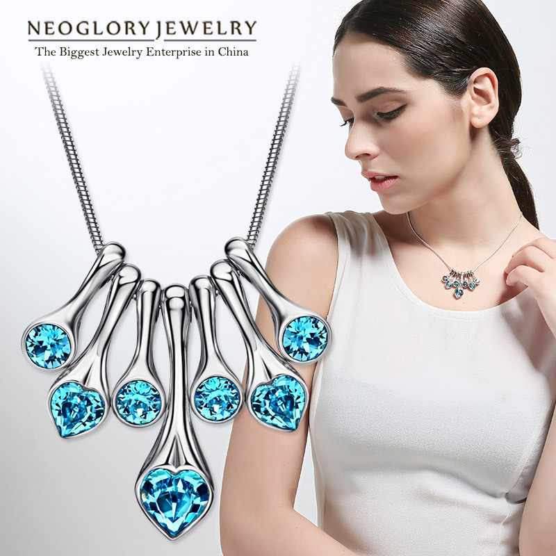 Neoglory MADE WITH SWAROVSKI ELEMENTS Crystal Choker Heart Necklaces For Women Charm Jewelry Accessories 2015 New