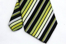 NT0137 Green Black Stripe Multicolor Man s Wedding Business Luxury Tie Jacquard Woven Classic Silk Polyester
