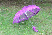 1 pc lot New Elegant Handmade 8 Color Bridal Umbrella Non automatic Lace Parasol Umbrella
