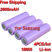 4pcs/lot  3.7V  2600mAh Original 18650 rechargeable Battery For Samsung Wholesale safe batteries Industrial use Free Shipping
