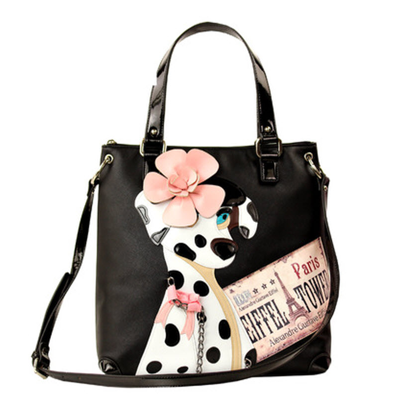 2015 Tottyblu Braccialini brand Italy leather patchwork Spotted Dog Shoulder Bag Vintage ...