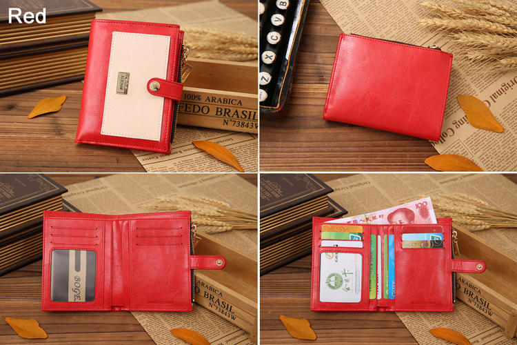 red woman wallet
