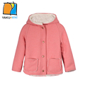 YKYY YAKUYIYI Solid Pink Girls Outwear Faux Sheepskin Lined Baby Girls Outerwear Coat Soft Hooded Children