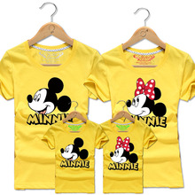 2016 New Family Matching Outfits Family Look Cotton T-shirt Mick Mouse printing For Summer 20Colors Dad&Mon&Sun&Daughter QZ021