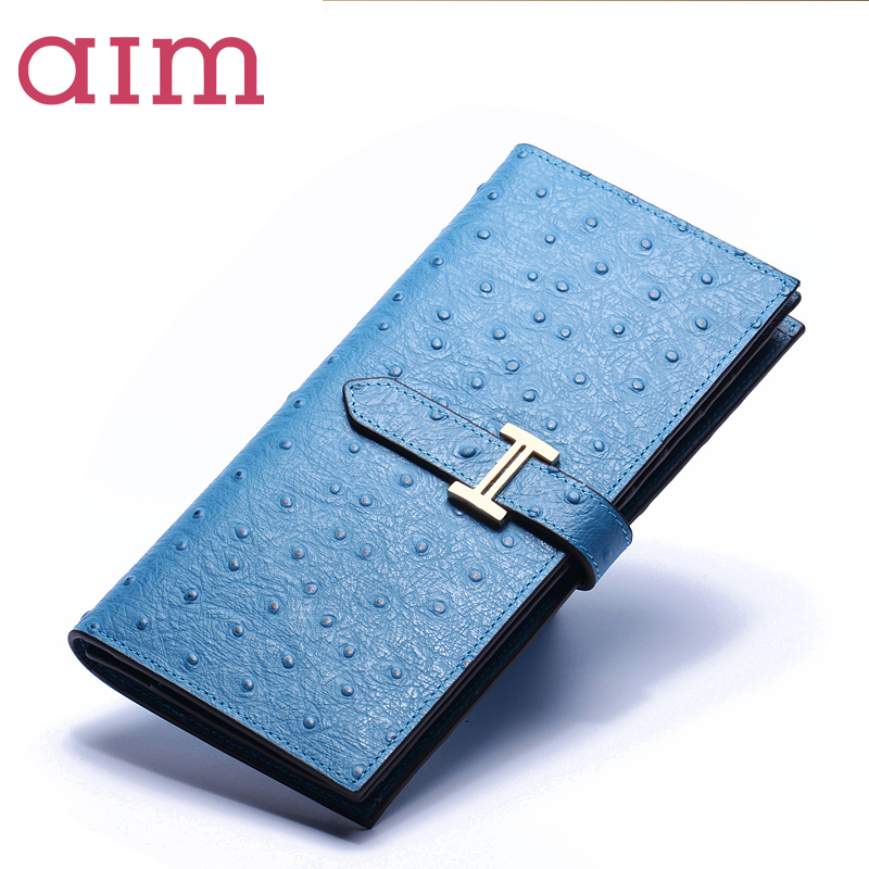 MS AIM wallet female long ostrich leather Korean genuine leather wallet wallet