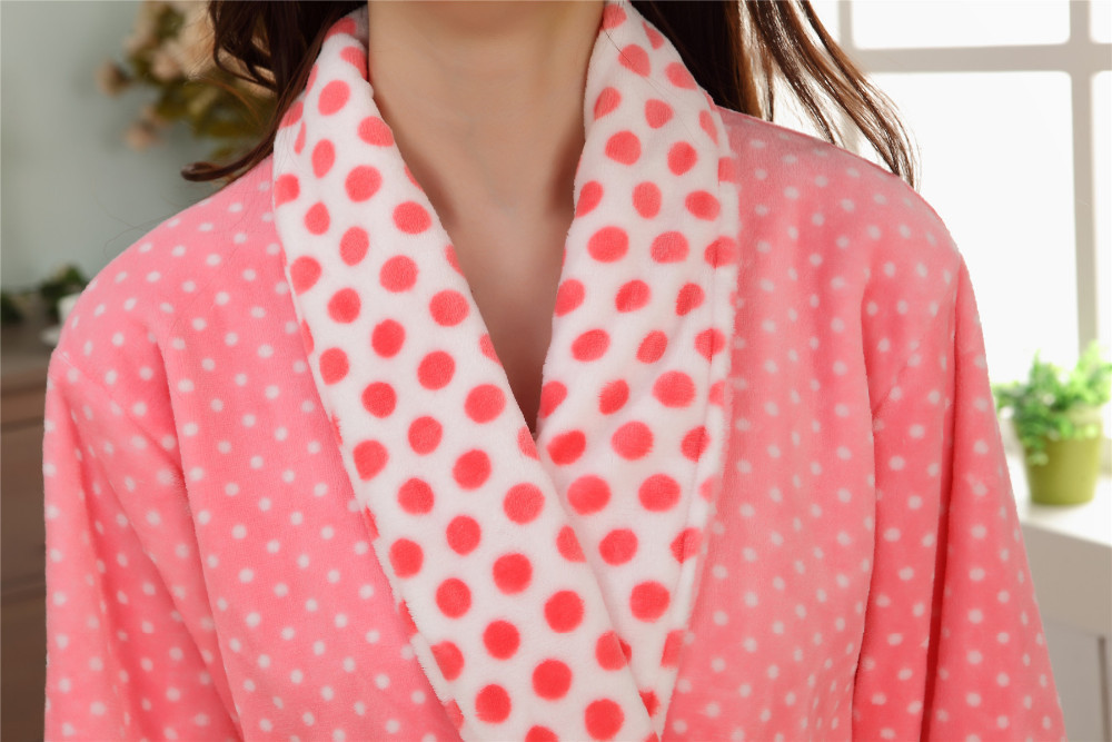 New Listing Polka Dot Princess Sleepwear For Women Thick Flannel Pajamas Nightgown Wholesale_5