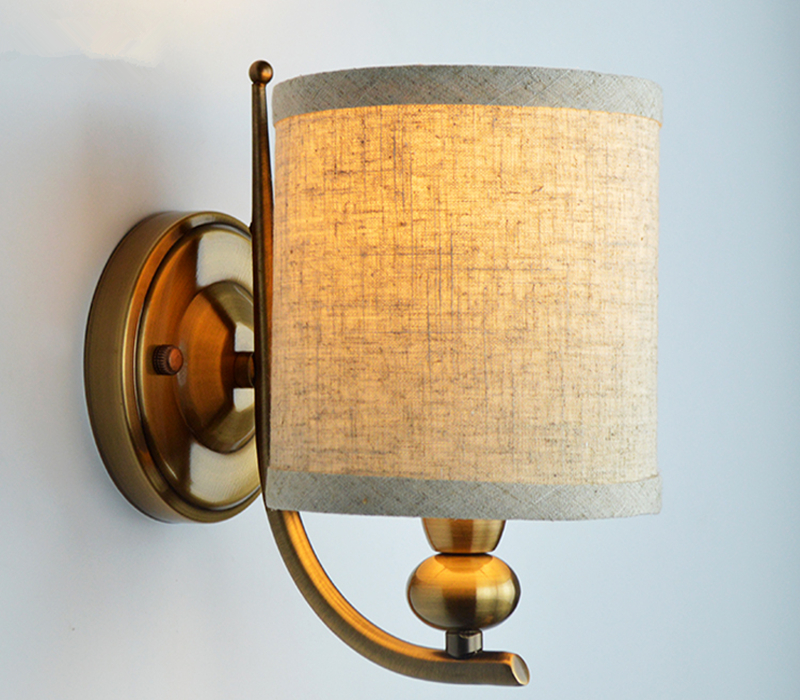 LOFT American Wrought Wall Lamp Copper body Fabric Lampshade Sconce Lamparas Luminaria E14 Blub ...