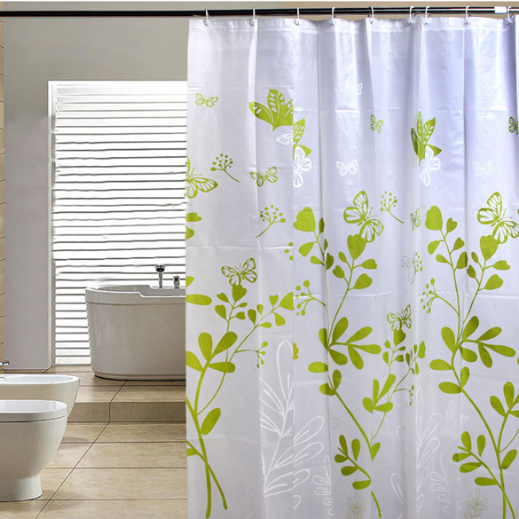 Free Shipping Butterfly Tree PEVA Bathroom Waterproof Fabric Shower Curtain With 12 Hooks NG4S