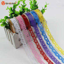 2Pcs Lace Tape Decoration Roll Candy Colors DIY Washi Decorative Sticky Paper Masking Tape Self Adhesive Tape Scrapbook Tape