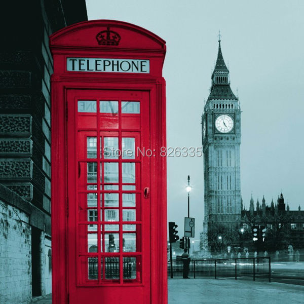 180cm London Style SHOWER ROOM CURTAIN Telephone Booth Big Ben Pattern Waterproof Fabric Bathroom Shower Curtains With 12 Hooks