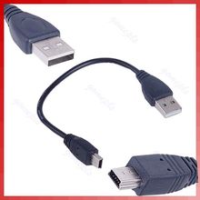 New Short USB 2.0 A Male to Mini 5 Pin B Data Cable Cord Adapter