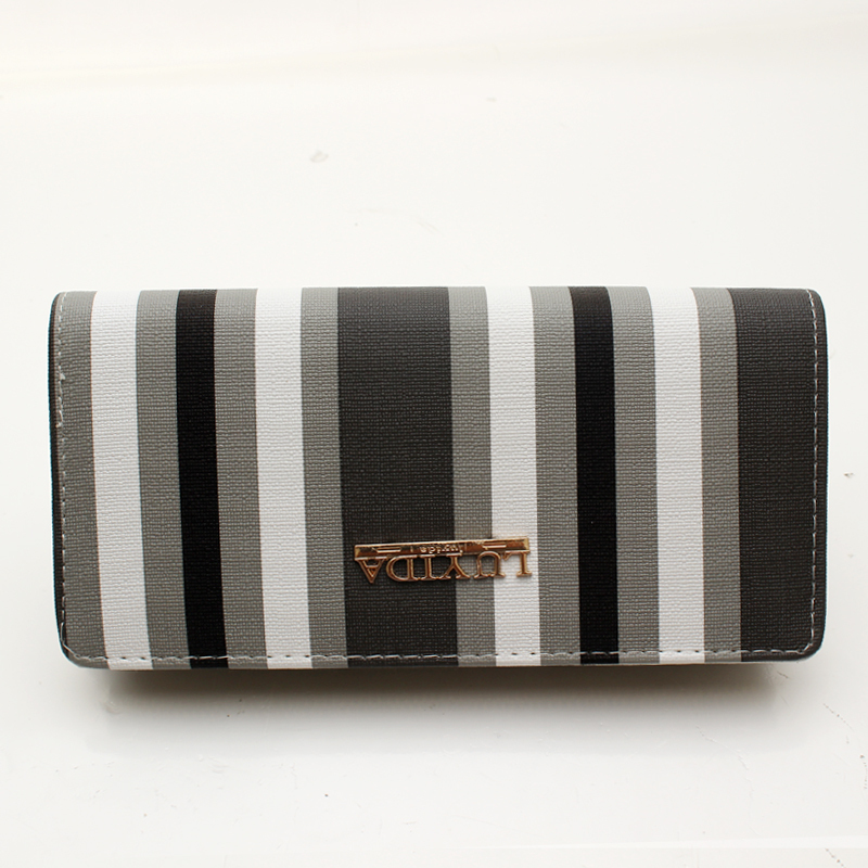 Hot Selling Stripe Wallet Long Design Women Wallets Leather High Grade Clutch Bag men Zipper Coin
