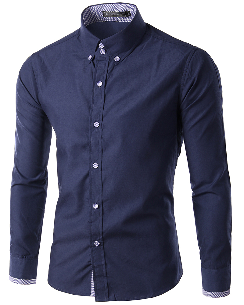 2015 M 3XL Men s Characteristic bag buckles in solid color shirts men s shirt sleeve