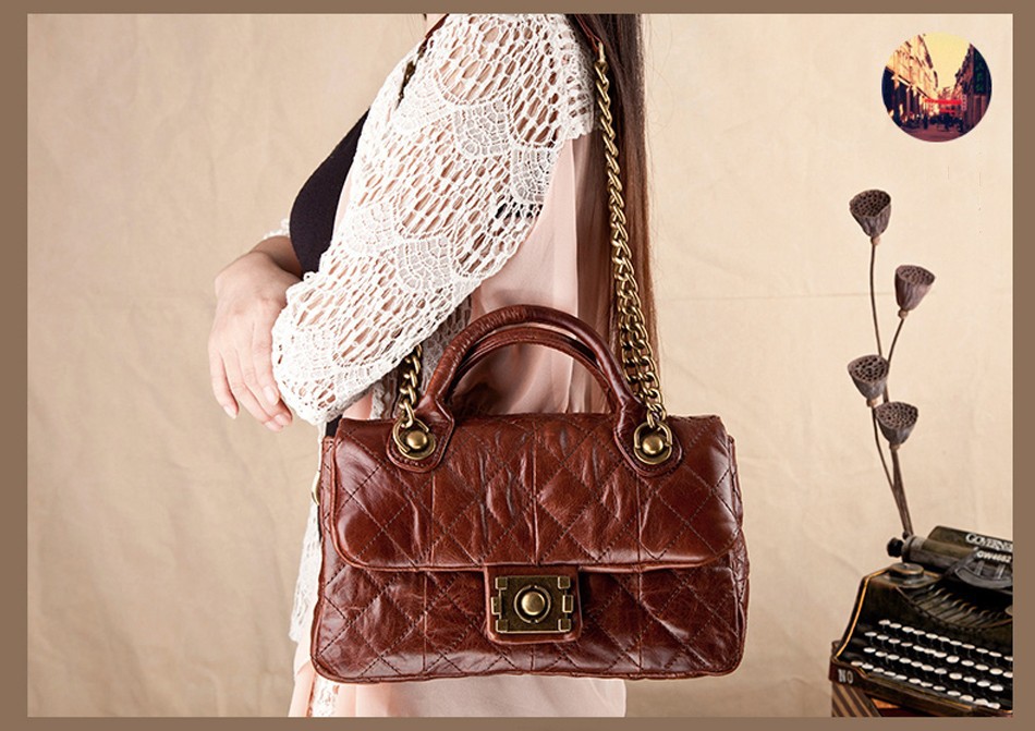 Cobbler Legend Vintage Oil Wax Genuine Leather Women's Messenger Bag