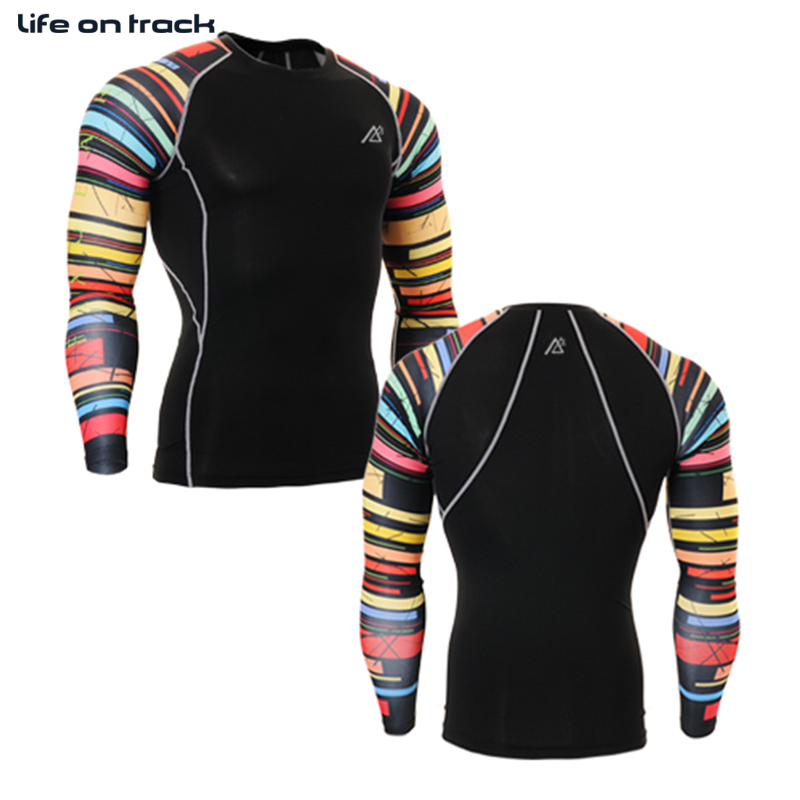 Men s Fitness Ciclismo Clothes Compression Skin Tights Long Sleeve Printing Breathable Bodybuilding Running T shirts