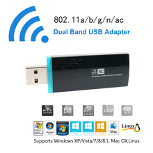 AC 600 WiFi Adapter Ultra Fast Dual Band USB 2.0 wireless Network Card 2.4Ghz 5GHz Mini Wireless-N Dongle for PC TV Box Desktop