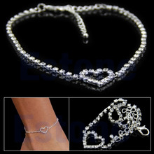 S111  Free Shipping Sexy Women Love Gift Heart Rhinestone Foot Anklet Wedding Jewelry Ankle Bracelet