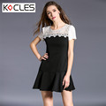 Plus Size Womens Elegant Sexy Cut Out See Through Floral Lace Ruffle Sleeve Ruched Patchwork Contrast