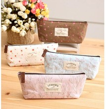 F940 Elegant Rural Style Canvas Printed Pencil case Zipper Pencil Bags writing case