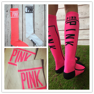 New girl s Victoria PINK Cotton high quality Skateboard long socks women s football sport KNEE