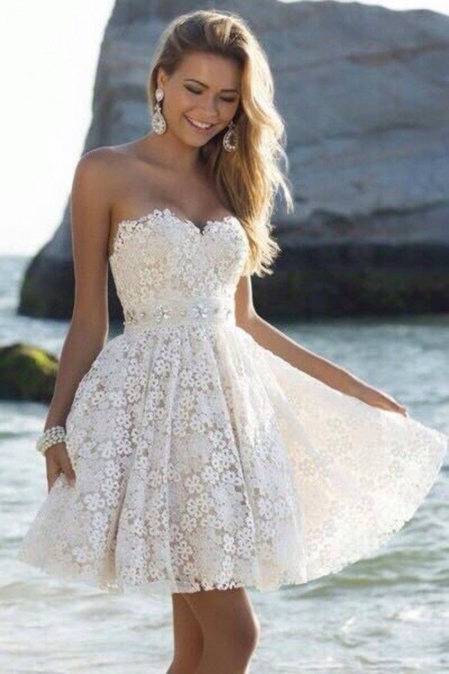 Sweetheart White Short Sexy Mini Prom Dress Sleeveless Off The Shoulder Lace Appliques Short