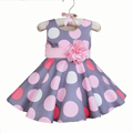 Fashion Baby Girl Dress Gray Princess Girls Dresses Polka Dots Summer Sleeveless Korea Style Dress Pink