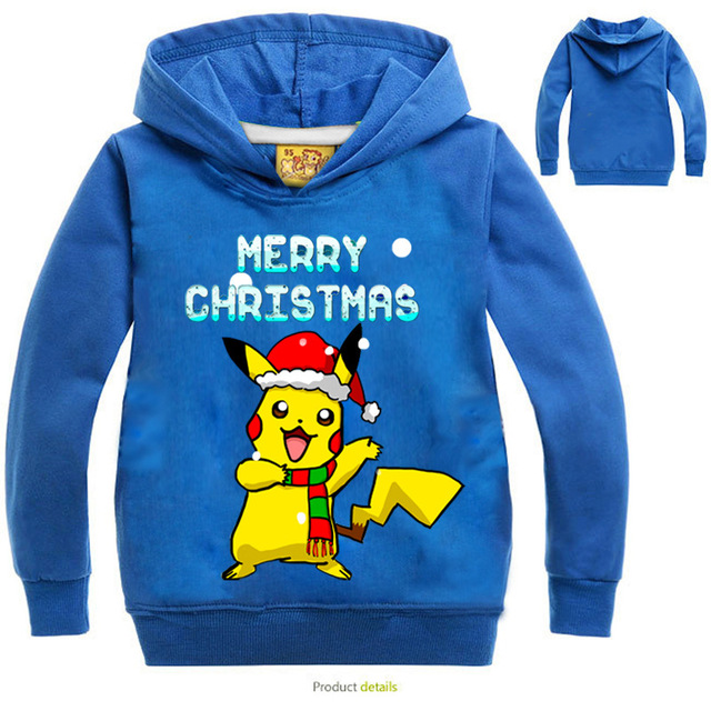 2016 Мальчики Рождество Одежда Символов Pokemon Pokemon Толстовки Для Мальчиков Девочек Одежда Детей Новый Год Одежда