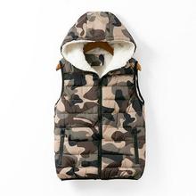 European and American 2014 Autumn Winters Fashion and Velvet Multicolor Hooded Zipper Camouflage Vest Leisure Female