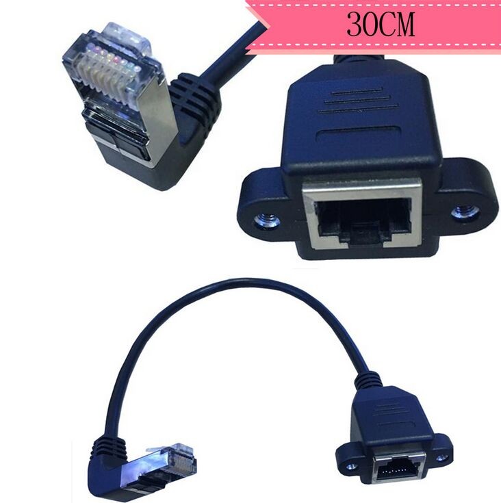 30cm Angle RJ45 Male to Female Screw Panel LAN Network