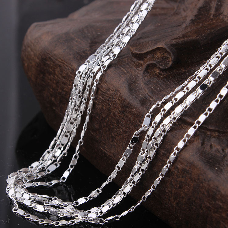 silver plated figaro chain necklace wholesale jewelry accessories for women party gift length 16 18 20