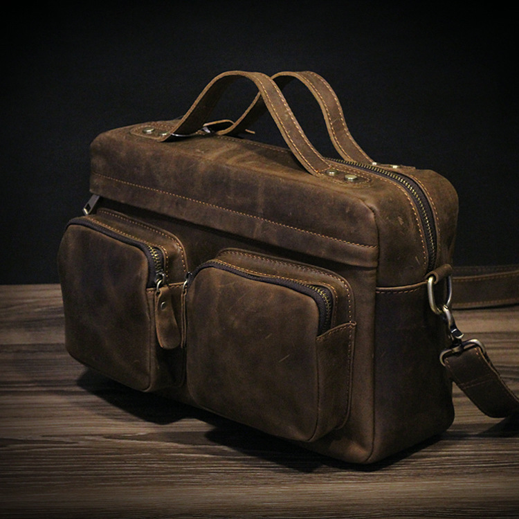 100 Handmade Crazy Horse Genuine Leather Men Messenger Bags High Quality Vintage Fashion Men s Leather