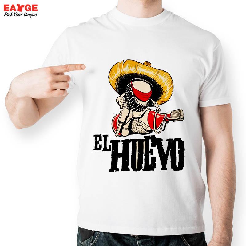 EATGE Casual White Printed T shirt Men Funny Short Sleeve O neck Tshirt 2016 New