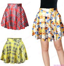Printed Red Chrysanthemum Miniskirt Cute School Pettiskirt Tutu Skirt Young Girls Grid Tennis Short Skirts Yellow For Summer