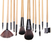 Professional 12pcs Face Makeup Brush Set with Black Leather Bag Make Up Brushes Free Shipping Wholesale