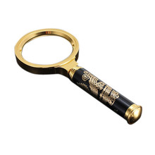 Hot Selling Hand Held Antique Jewel Golden Metal Magnifier 50MM Jewelry Reading Magnifying Glass 8X Loupe Watch Repair Tool