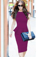 New Women Vintage Elegant Tartan Peplum Ruched Tunic Work Cocktail Party Prom Cap Sleeve Bodycon Sheath Dress CG0040