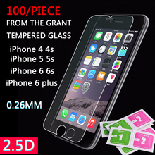 100 piece from the grant 0.26mm 9H Ultra Thin Tempered Glass on the For iPhone 4s 5s 2.5D Screen Protector for iPhone 6s glass